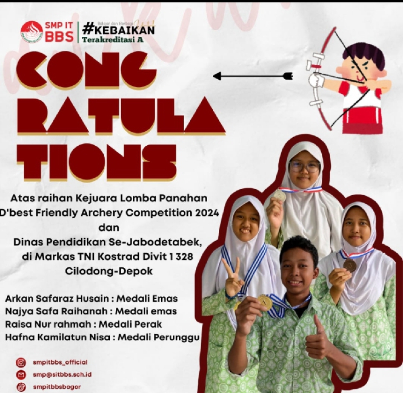 SMP IT BBS MERAIH MEDALI DI D'BEST FRIENDLY ARCHERY COMPETITION 2024